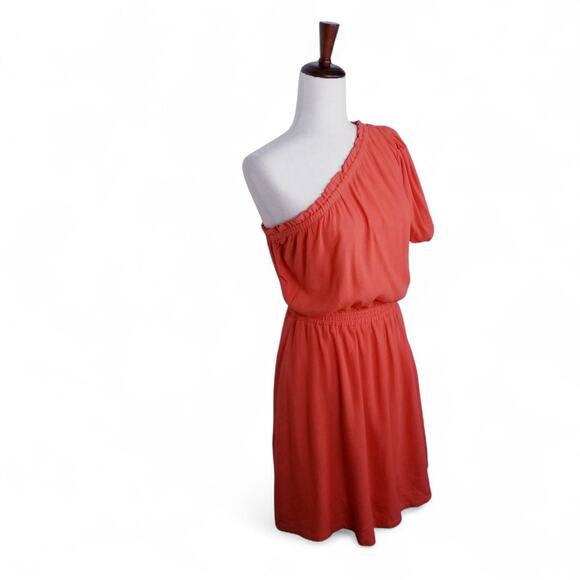 PROMESA Dress One-Shoulder Linen Blend Orange - Size M - Picture 2 of 8